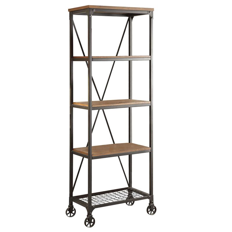 Millwood 26" 5 Shelf Metal Bookcase in Pine - Lexicon, 2 of 6