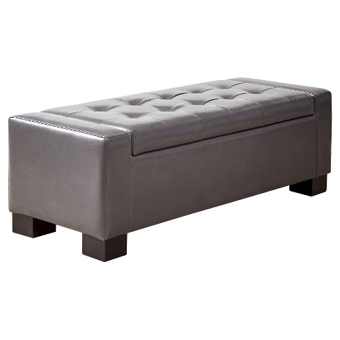 Ignis Tufted Top Storage Bench - Gray