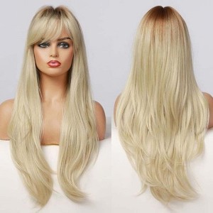 Jessie's Wig 22 Inch Straight With Bang Wig Synthetic Wig Blonde Color With Dark Roots 1 Pc/Pack - 1 of 4