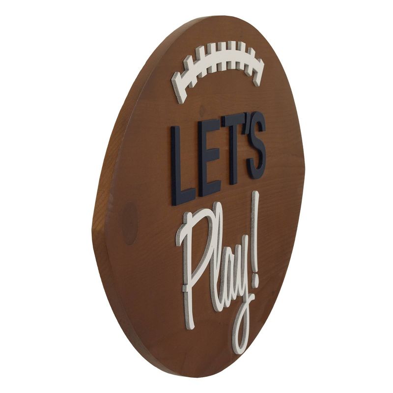 Little Love by NoJo Football Shaped Let&#39;s Play Wall Decor - Brown and White Wood, 3 of 6