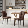 Bekrvio Mid Century Modern Dining Chairs, Upholstered Leather Armless Chairs with Checkered Pattern Back, for Kitchen & Dining Room - 2 of 4