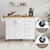 Airsurfer Kitchen Cabinet with Drop Leaf Countertop, Rolling Kitchen Cabinet Cart , Barn Door Kitchen Table with Storage Cabinet and Tower Rack - 3 of 4