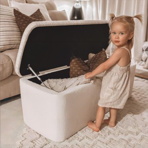 Sadie 47" Boucle Look Rectangle Upholstered Flip Top Storage Benches-Maison Boucle - 1 of 4