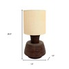 HomeRoots 27" Distressed Brown Solid Wood Urn Table Lamp With Beige Drum Shade - 3 of 4