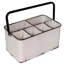 Storied Home Distressed Metal Storage Caddy with 6 Compartments and Handle - 1 of 4