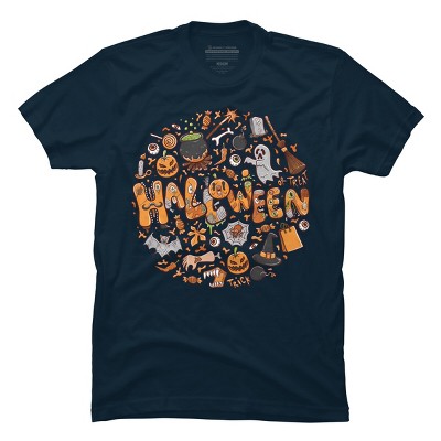 Men's Design By Humans happy halloween greeting holiday illustration By ghinan T-Shirt
