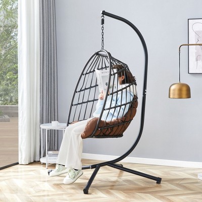 PAGED Swing Chair Outdoor, Heavy-Duty Iron Hanging Chair with Wicker Weave – Single Person Swing for Indoor/Outdoor