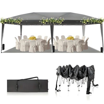 SKONYON 10' x 20' Outdoor Pop up Canopy Gazebo with Carrying Bag White