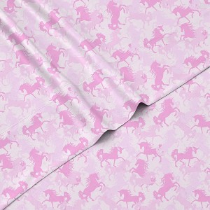 Tadpoles 4-Piece Unicorn Camouflage Sheet Set | 1 Full Flat Sheet, 1 Full Fitted Sheet & 2 Queen Pillowcases | Pink - 1 of 4