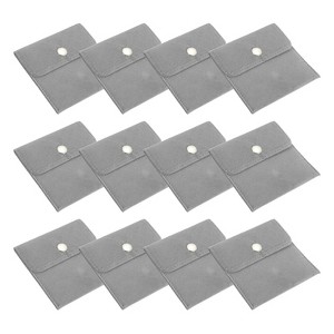 Unique Bargains Velvet Portable Earrings Bracelets Snap Button Jewelry Storage Bag 12 Pcs - 1 of 4