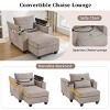 37.4" Corduroy Convertible Chaise Lounge Chair with USB Ports, Storage & Cup Holders, Reclining Armchair for Living Room Bedroom-3irtyhousy - 2 of 4