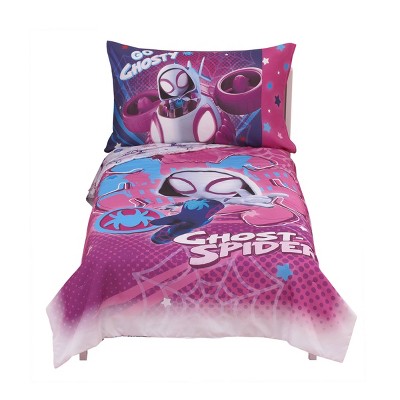  Marvel Spidey & His Amazing Friends Ghost Spider Gwen 4 Piece  Toddler Bed Set - Bedding Includes Comforter & Sheet Set - Super Soft Fade  Resistant Microfiber : Home & Kitchen