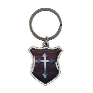 Dicksons Shield Cross Brown Silver Tone 3 inch Metal Keychain Accessory - 1 of 2