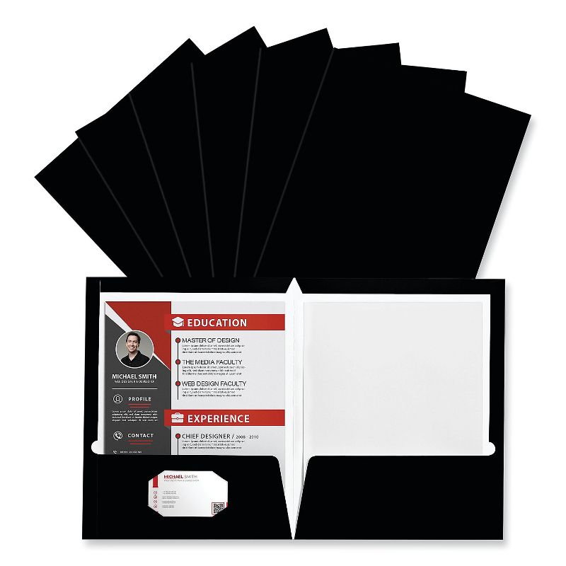 Universal Laminated Two-Pocket Folder Cardboard Paper Black 11 x 8 1/2 25/Pack 56416, 5 of 6