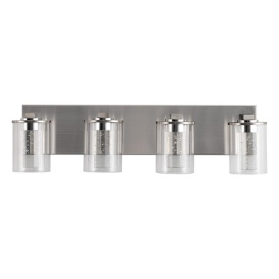 YANSUN 24 in. 4-Light Brushed Nickel Integrated LED Bathroom Vanity Light Fixture Dimmable with White/Neutral/Warm Light Nickel