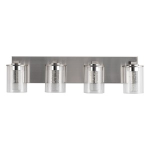 YANSUN 24 in. 4-Light Brushed Nickel Integrated LED Bathroom Vanity Light Fixture Dimmable with White/Neutral/Warm Light Nickel - 1 of 4