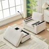 Modern Corduroy Accent Chair with Storage Ottoman and Built-In Cup Holder, Oversized Singel Sofa for Living Room or Apartment–The Pop Home - 3 of 4