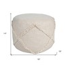 HomeRoots 18" Cream Cotton Cylinder Geometric Pouf Ottoman - 3 of 4