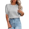 Women's Short Sleeve Sweater Tops 2025 Spring Summer Trendy Crew Neck Casual T Shirts Blouses,Gray - S - 4 of 4