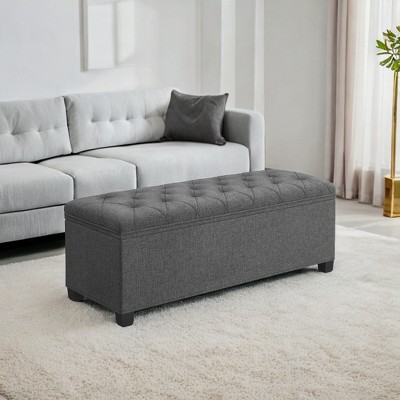 43.3" Storage Ottoman Bench, Foot Rest with Legs, Ottoman with Storage, Rectangle End of Bed Bench, Storage Chest, Load up to 660 lb, Study