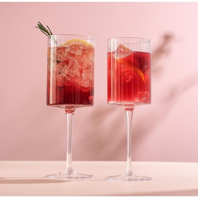 JoyJolt Elle Fluted Cylinder Wine Glass - Thumbnail 5