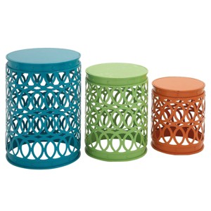 Set of 3 Coastal Metal Accent Tables Black - Olivia & May: No Assembly, Indoor/Outdoor Use - 1 of 4
