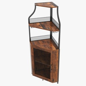 Corner Wine Rack, with Detachable Wine Rack, Bar Cabinet with Glass Holder, Small Sideboard and Buffet Cabinet with Mesh Door - 1 of 4