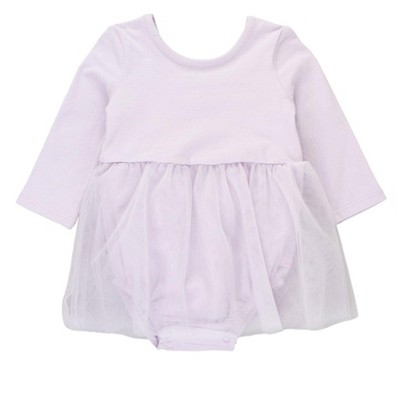 RuffleButts Baby/Toddler Girls Long Sleeve Tulle Skirted Romper