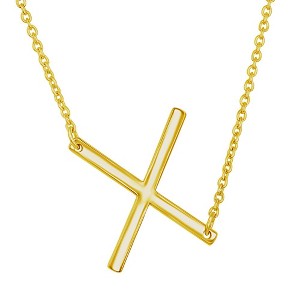 Bella Silver Sterling Silver Sideways Initial 18" Pendant Necklace - Available Colors: Silver, Gold - 1 of 2