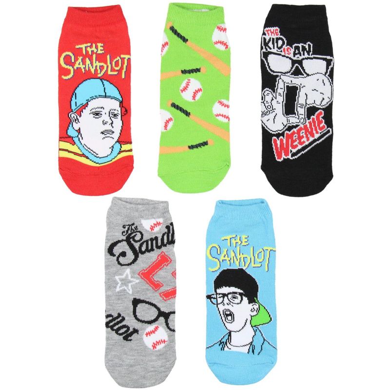 The Sandlot Squints Ham L7 Weenie Baseball Icons No-Show Ankle Socks 5 Pair Multicoloured, 1 of 7