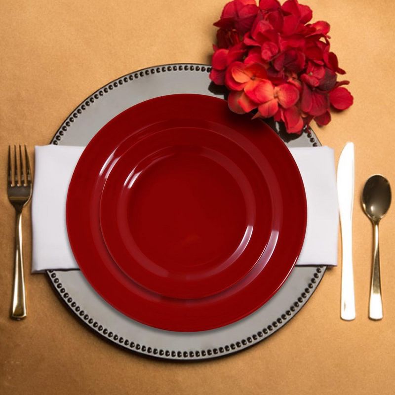 Smarty Had A Party 7.5" Solid Red Holiday Round Disposable Plastic Appetizer/Salad Plates (120 Plates), 3 of 5