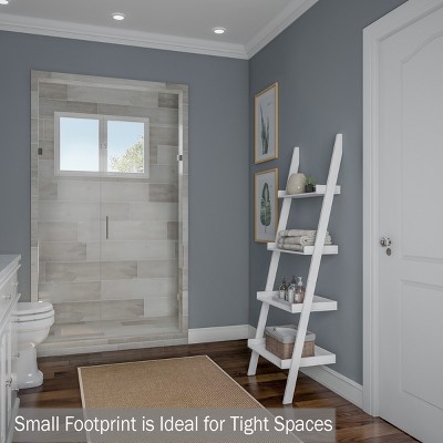 White 5-Tier Wood Ladder Bookshelf for Storage