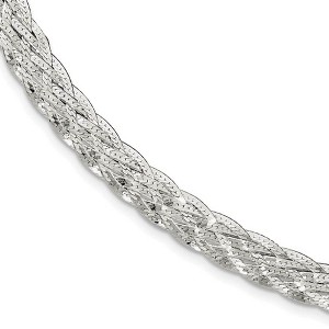 Black Bow Jewelry 6.75mm Sterling Silver Fancy Braided Herringbone Chain Necklace, 18 In - 1 of 4