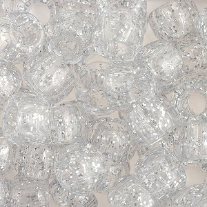 John Bead 1000pcs 9mm Plastic Crow Beads Sparkle Silver Pony Bead - 1 of 1