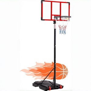 NAYSAYE 8.5FT Adjustable Height Portable Basketball Hoop Outdoor for Adult with Shatterproof Backboard w/Shock Absorbent Rim for Swimming Pool, Red - 1 of 4