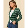 INSPIRE CHIC Women's Regular Fit Notched Lapel Button Decor Striped Blazer - 2 of 4