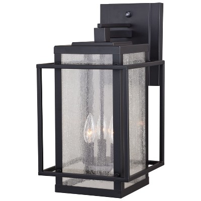 VAXCEL Hyde Park Dusk to Dawn Bronze Mission Outdoor Wall Light Lantern Clear Glass