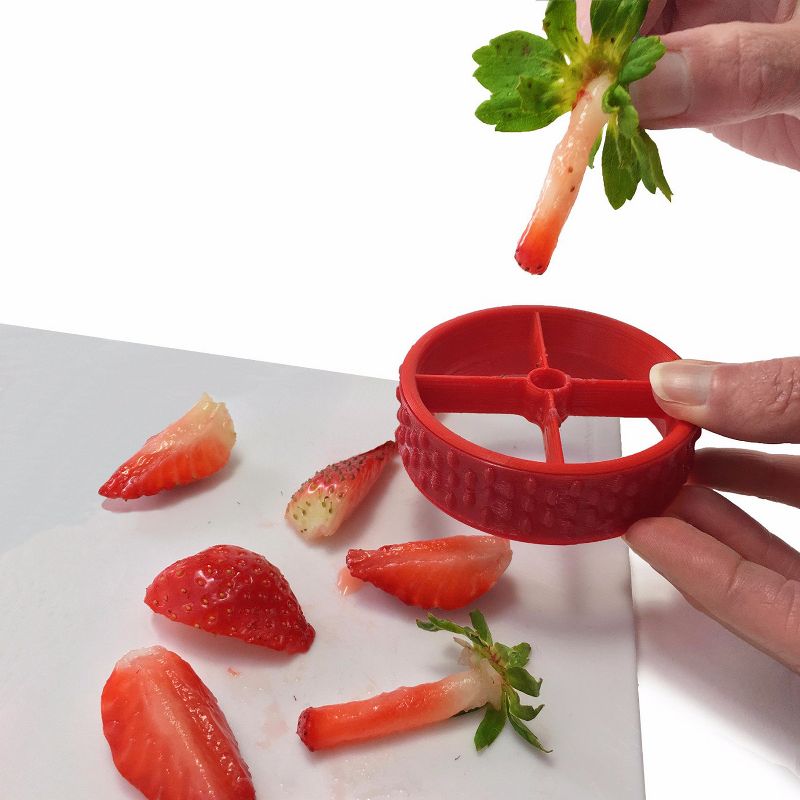 Fusionbrands PushBerry 2-in-1 Strawberry Huller & Slicer Tool, Red, 5 of 6