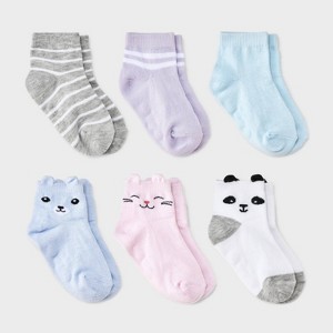 Toddler Girls' 6pk Critter Ankle Socks - Cat & Jack™ - 1 of 3