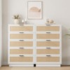 Rattan 5 Drawer Dresser, 46.7in Tall Antique White 5 Chest of Drawers with Metal Handles and Wooden Sturdy Base for Bedroom Living Room Nursery - 2 of 4