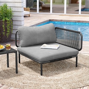 Crestlive Products Patio Furniture Set Oversized Metal Single Sofa Outdoor Sectionals Conversation Set with Cushion, White Frame and Beige Mat - 1 of 4
