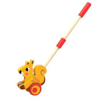 Toyster Push Along Walking Squirrel Wood Stand Up Push and Pull Animal Walker Toys For Toddlers Boys & Girls