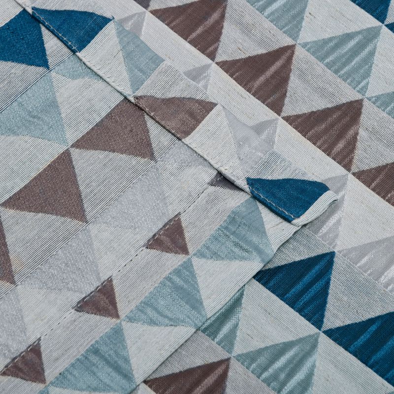 Geometric Room Darkening Semi-Sheer Jacquard Grommet Curtain Panel Set by Blue Nile Mills, 4 of 5