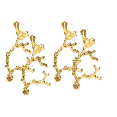 Classic Touch Set of 4 Gold Bird Design Napkin Rings