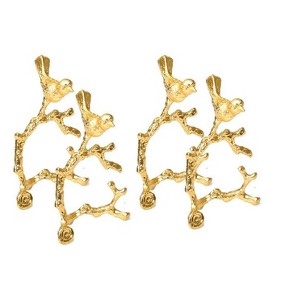 Classic Touch Set of 4 Gold Bird Design Napkin Rings - 1 of 3