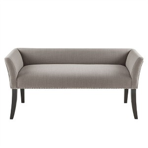 XINGHANZHENXUAN Upholstered Accent Bench, Low Back with Flared Arms & Nailhead Trim, Solid Wood Frame, Easy Assembly - 1 of 4