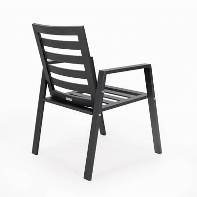 Chelsea Black Aluminum Patio Dining Armchair Set with Cushions