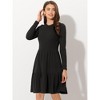 Allegra K Women's Knitted Crewneck Long Sleeves Fit and Flare Sweater Dress - 2 of 4