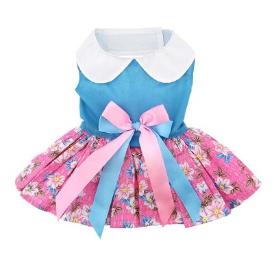 Doggie Design Pink and Blue Plumeria Floral Dog Dress