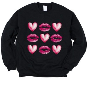 Simply Sage Market Women's Graphic Sweatshirt Hearts and Lips Chart - 1 of 4